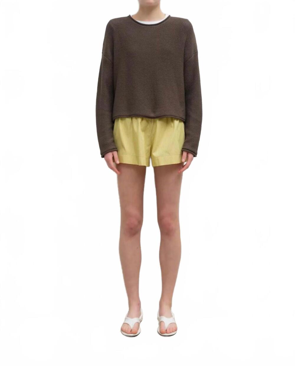 NEW LESET yoshi stripe summer short in lemon yellow chocolate